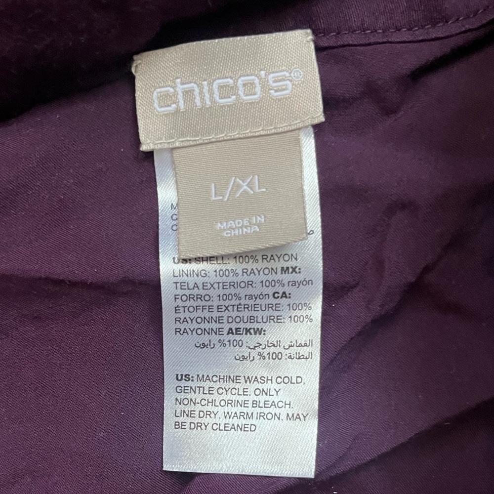 Chico’s Ruana Tunic Vest Mixed Paisley Plaid Print Purple Size L/XL - Picture 2 of 6
